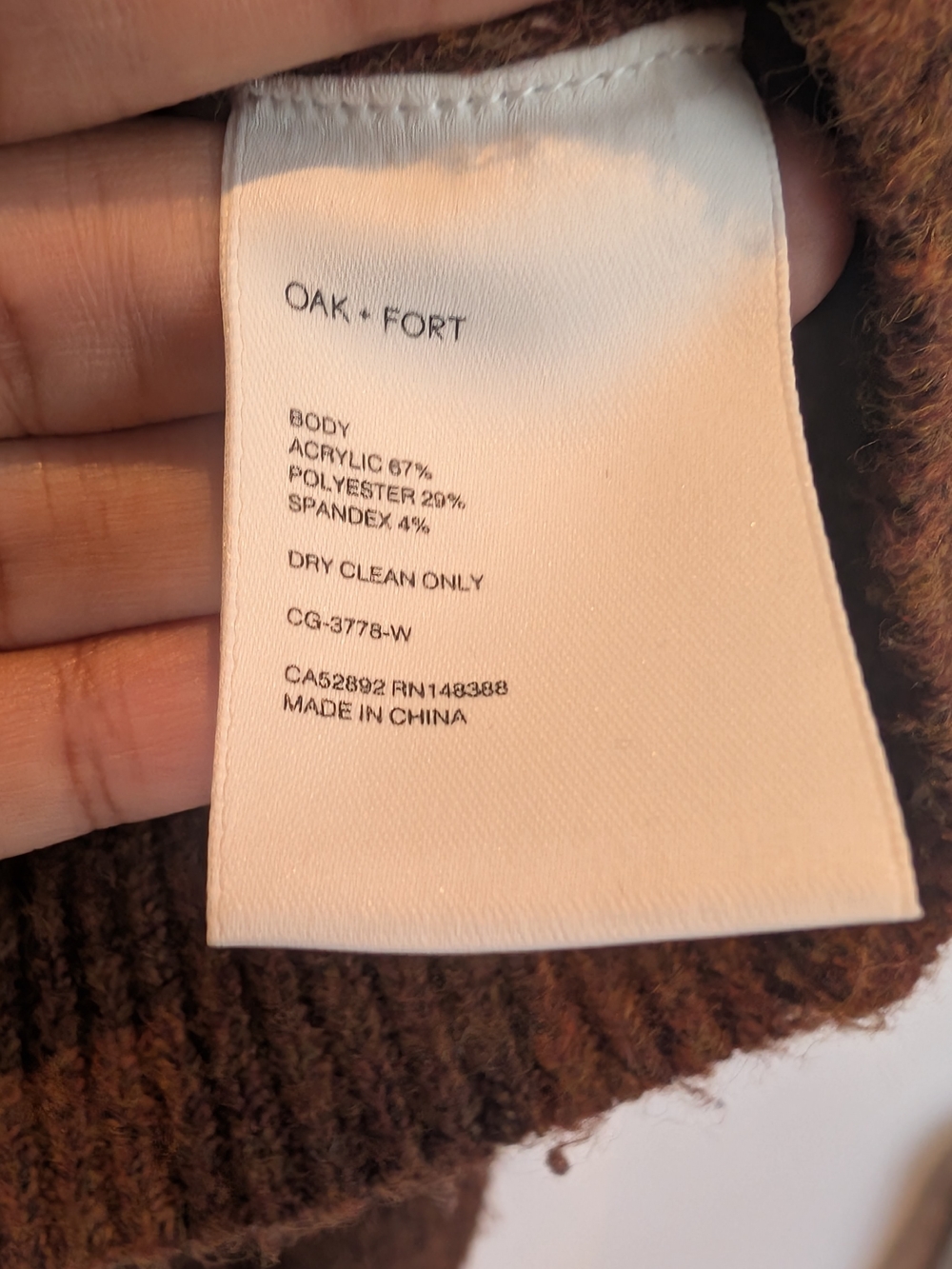 OAK + FORT Brown V-Neck Cropped Button Cardigan - Picture 5 of 5